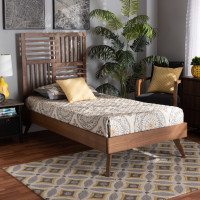 Baxton Studio Gemma-Ash Walnut-Twin Baxton Studio Gemma Mid-Century Modern Transitional Walnut Brown Finished Wood Twin Size Platform Bed